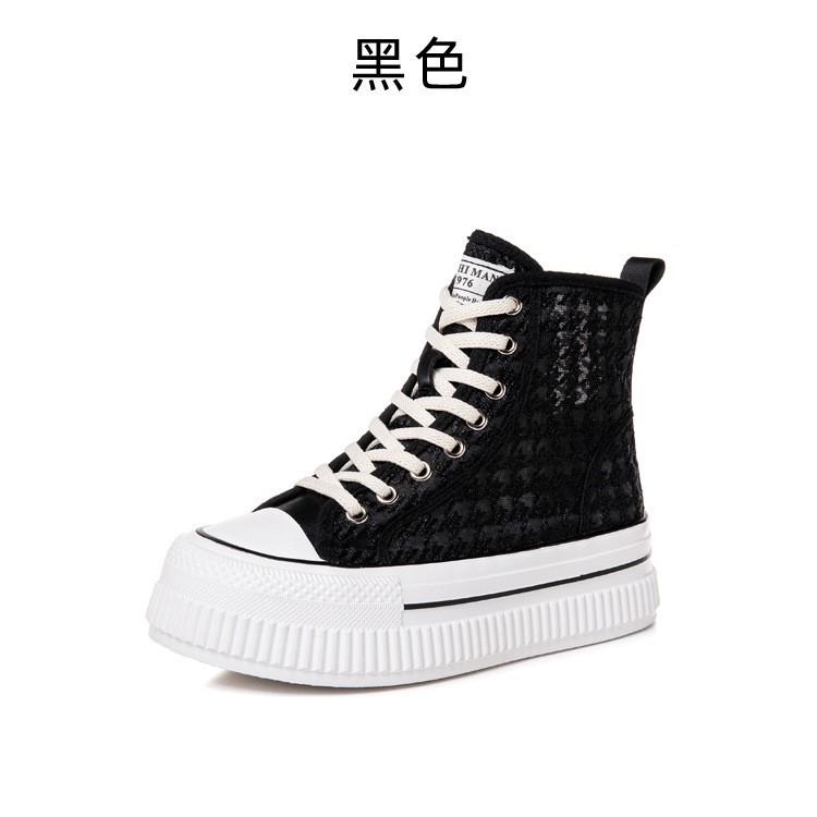 Fashion Breathable mesh shoes with high top and increased height for women lightweight and soft sole 2025 summer new board shoes