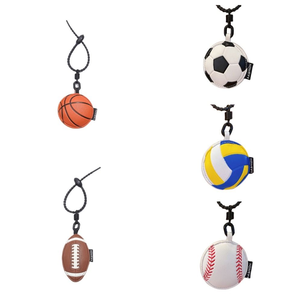 Volleyball Rugby Football Pendant Basketball Car Key Ring Fashion Ball Leather Keychain  Women Men
