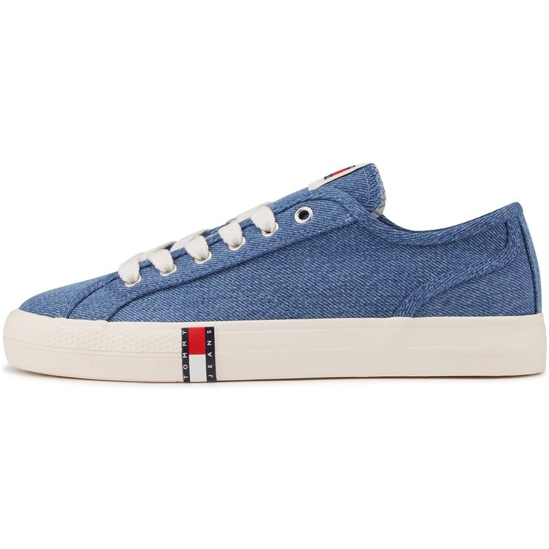 Tommy Hilfiger Американская винтажная печать с флагом Легкие повседневные кроссовки Деним Низкие кеды Женские кроссовки EN0EN03033