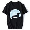 Moon Dachshund Lover T Shirt for Women O-neck Short Sleeve Wiener Dog Tee Tops Clothing Gift Streetwear Graphic T Shirts Fashion