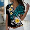 Лето 2025 Новая Мода Женская Блузка с Коротким Рукавом и V-образным Вырезом на Пуговицах с Цветочным Принтом