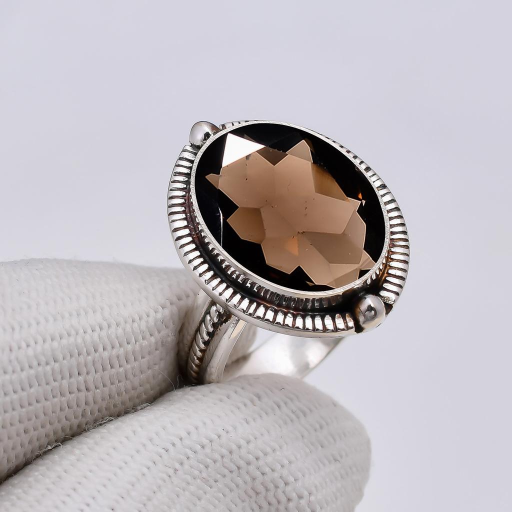 Дымчатый Кварц - Бразилия Кольцо из серебра 925 пробы V5150, Коричневое кольцо, Овальное кольцо, Подарок на День святого Валентина, Подарок для нее, Подарок на день рождения, Украшения ручной работы, Silve