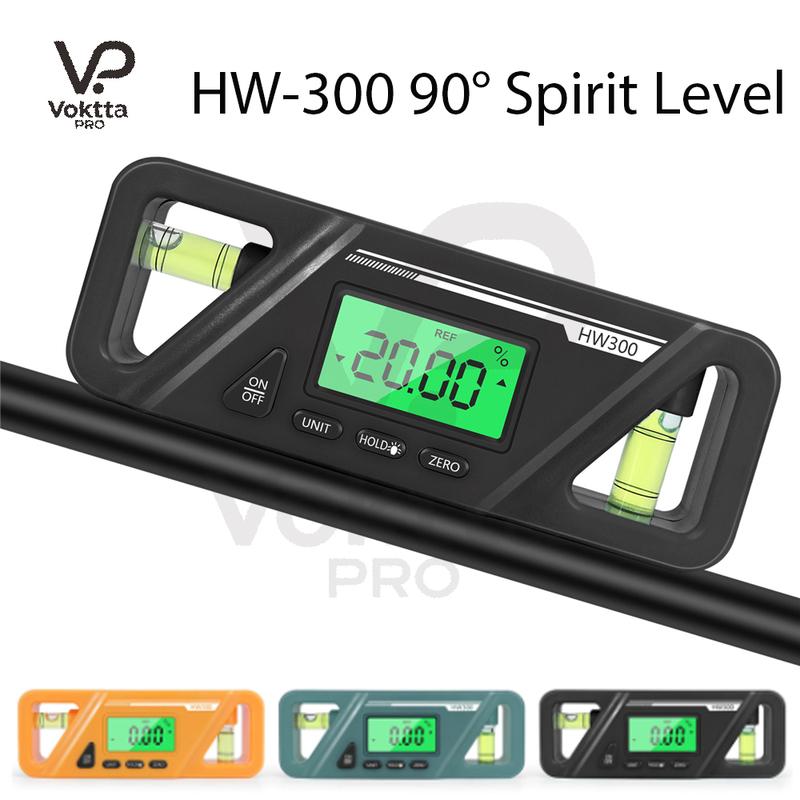 HW-300 Digital Inclinometer Angle Finder Gauge Spirit Level Bottom Magnet Data Hold Bright LCD Display Compact Inclinometer