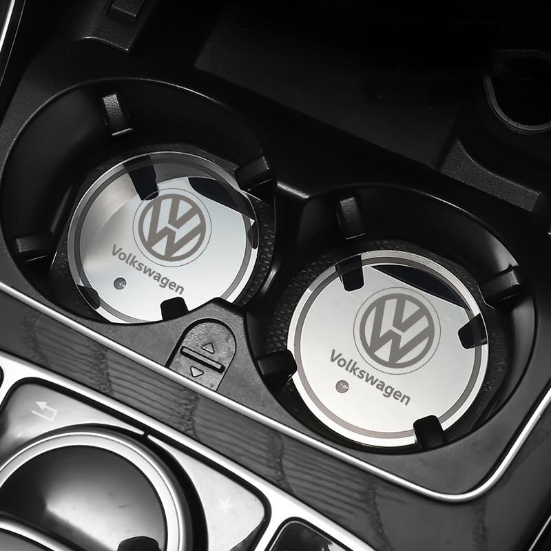 LED Luminous Car Water Cup Holder Coaster Lamps For Volkswagen VW Passat b6 Caddy Golf 5 7 Santana Polo Rline Magotan Tiguan GtiKD4