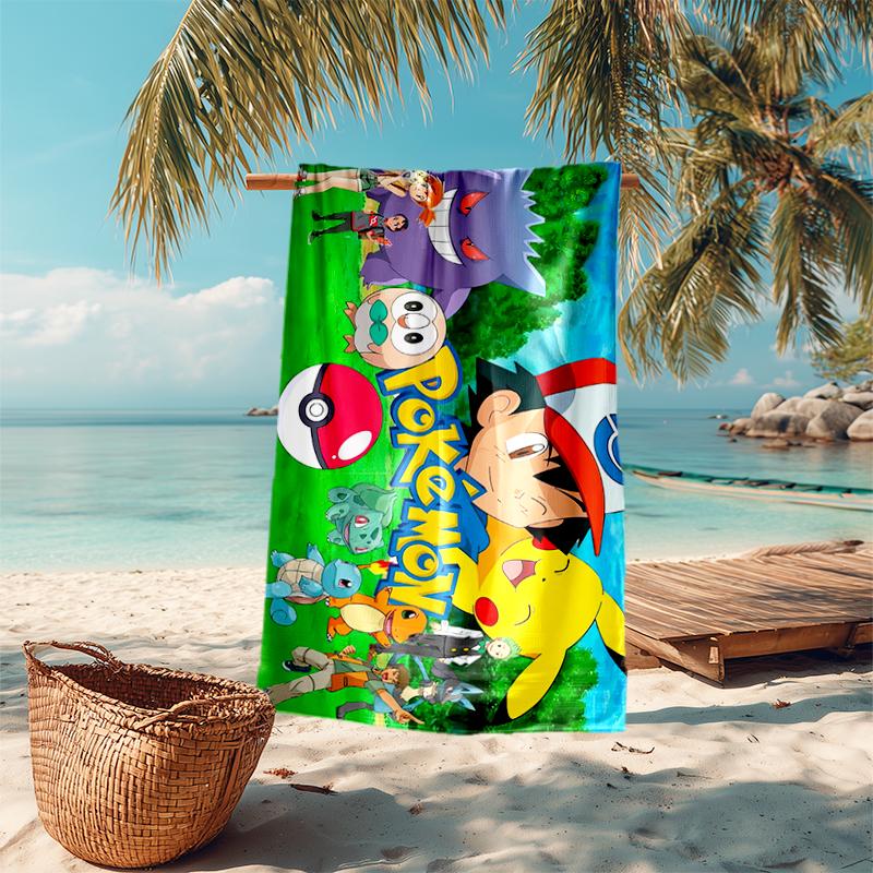 Pokémon beach towel Outdoor camping Beach towel for vacation swim Outdoor pool Absorbent bath towel