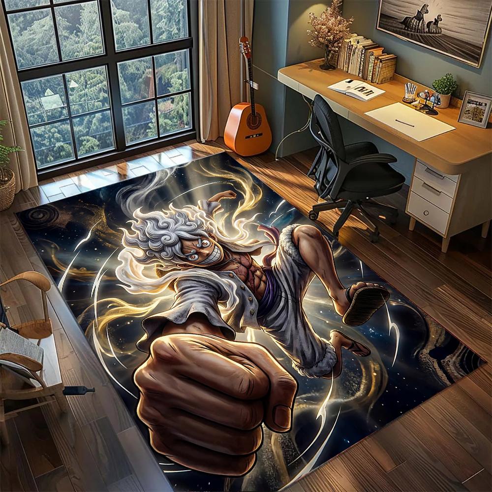 Luffy Gear 5 Sun God Nika White Form Area Rug Carpet Large Area Rug Non Slip Washable Floor Mat Gamer Room Bedroom Home Decor