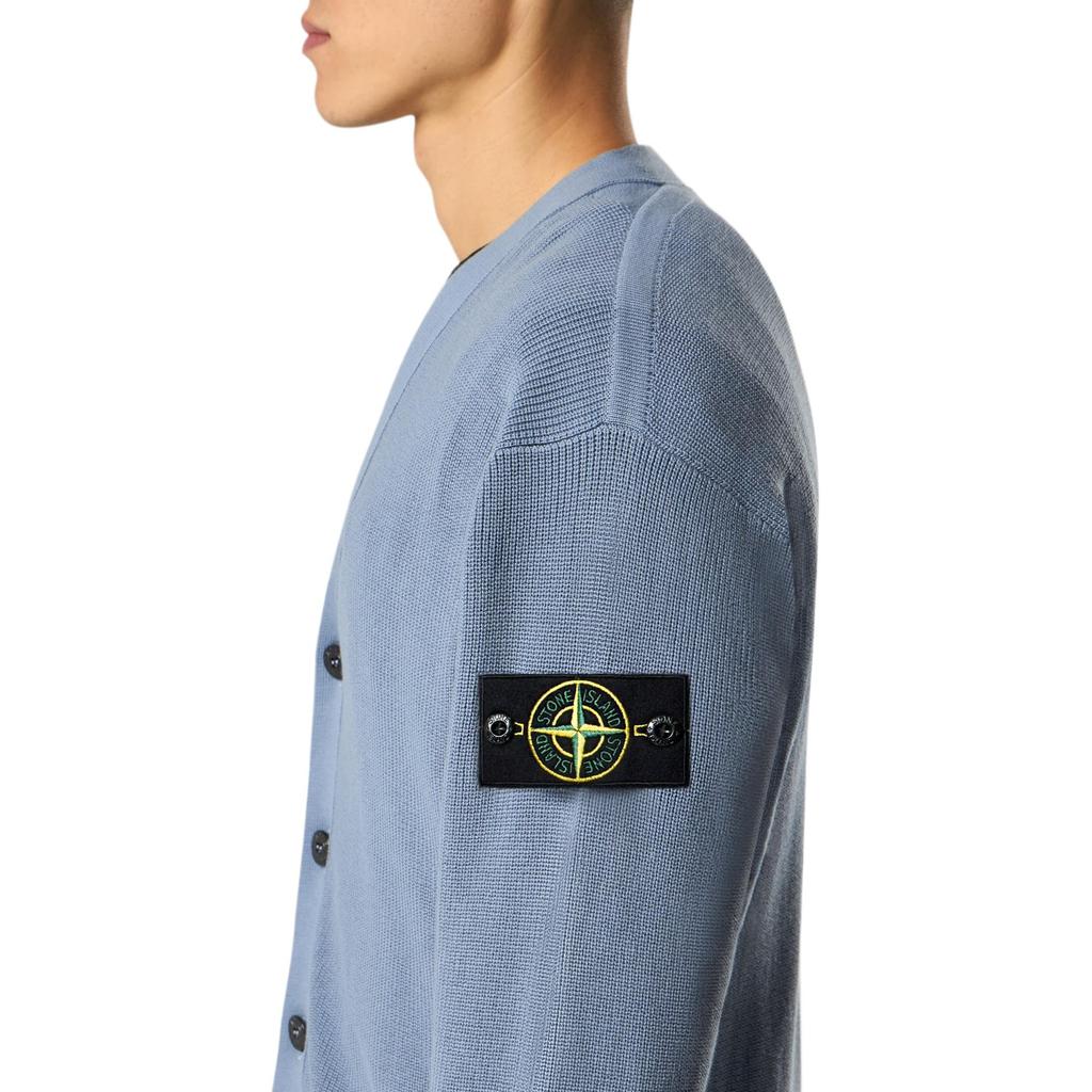 Stone Island Badge V-Neck Loose Fit Single-Breasted Long Sleeve Knit Sweater Men sweater L1S155100009S00D8-V0024