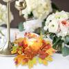 Thanksgiving Candle Ring Candle Wreath Artificial Maple Leaves Wreath Ornament for Living Room Harvest Holiday Wedding Fall