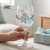 Decorative Winter Drinking Cups Christmas Stemmed Wine Glass, Snowman/SantaWreath/Elk/Christmas TreeHand Painted, Handmade Style Snowflake Goblet