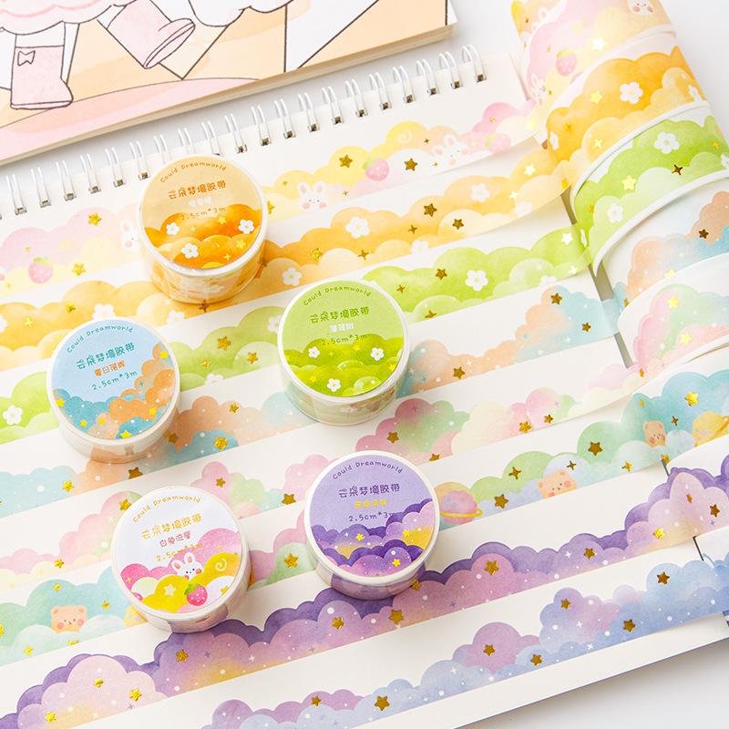Ins Kawaii Clouds Washi Tape DIY Scrapbooking Journal Planner Diary Stickers Masking Tape Korean Candle Supplies Office Supplies