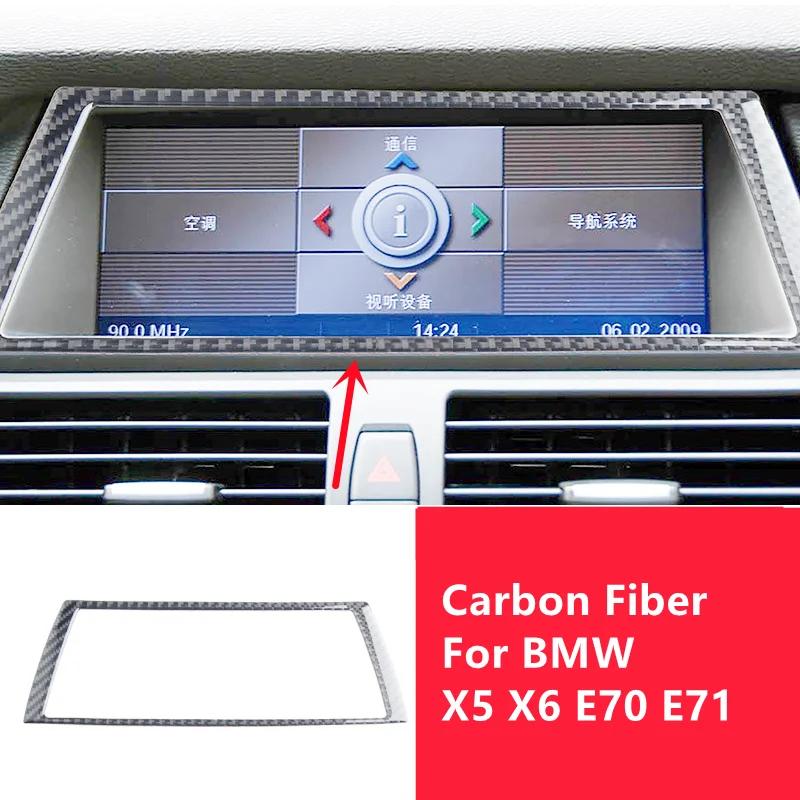 Carbon Fiber Style Center Console Trim Sticker for BMW X5 X6 E70 E71 Interior Panel