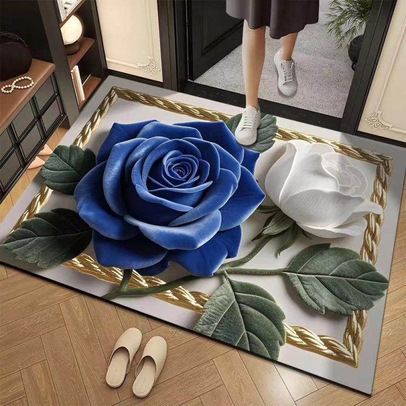 3D Floral Diatomaceous Earth Bathroom Mat - Absorbent, Non-Slip, Fast-Drying Door Mat