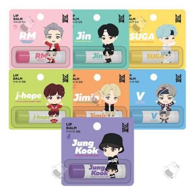 Набор бальзамов для губ TinyTAN из 7 штук Увлажняющий уход за губами – RM / Джин / Шуга / Джей-Хоуп / Чимин / Ви / Чонгук