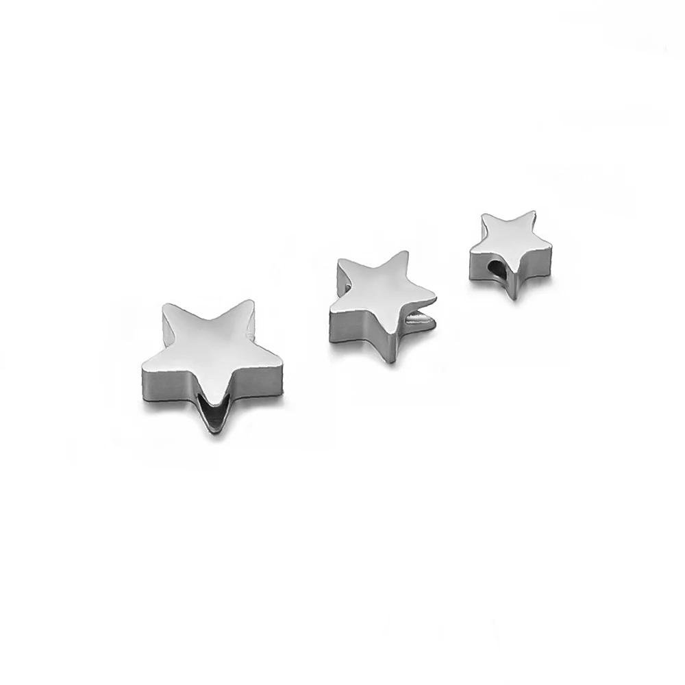 5Pcs 6mm 8mm 10mm Stainless Steel Heart Beads Star Spacer Beads DIY Jewelry Making Bracelet Making Necklace Findings Wholesale