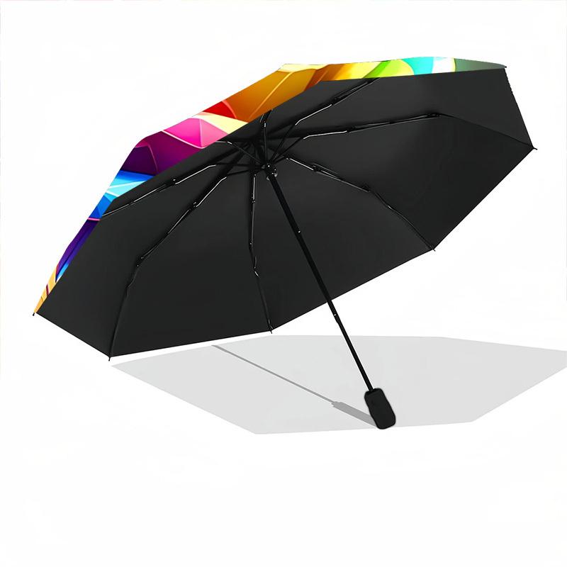 1pc Rainbow Rose Automatic Opening/Closing Folding Umbrella with 8 Ribs, Plastic Handle, Windproof Portable Sunshade Umbrella yy251222195