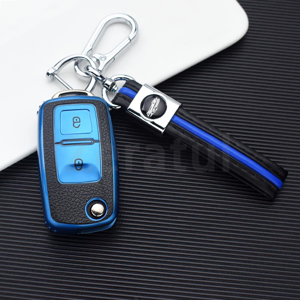 2/3 Buttons TPU Leather Car Key Case Cover Shell Fob Bag for VW Volkswagen Polo Tiguan Passat Golf Jetta Lavida Skoda Octavia