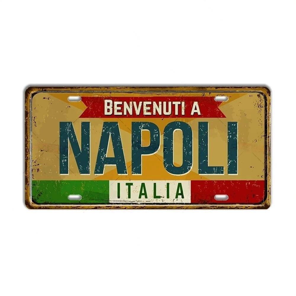 FJ Metal Tin Signs ITALY License Plate City State Tin Plaque Landmark Posters Wall Garage Bar Pub Decors