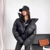Пуховик женский новый зимний несмываемый из искусственной кожи короткий утолщенный свободный воротник стойка куртка хлеб куртка маленькая куртка Kendou