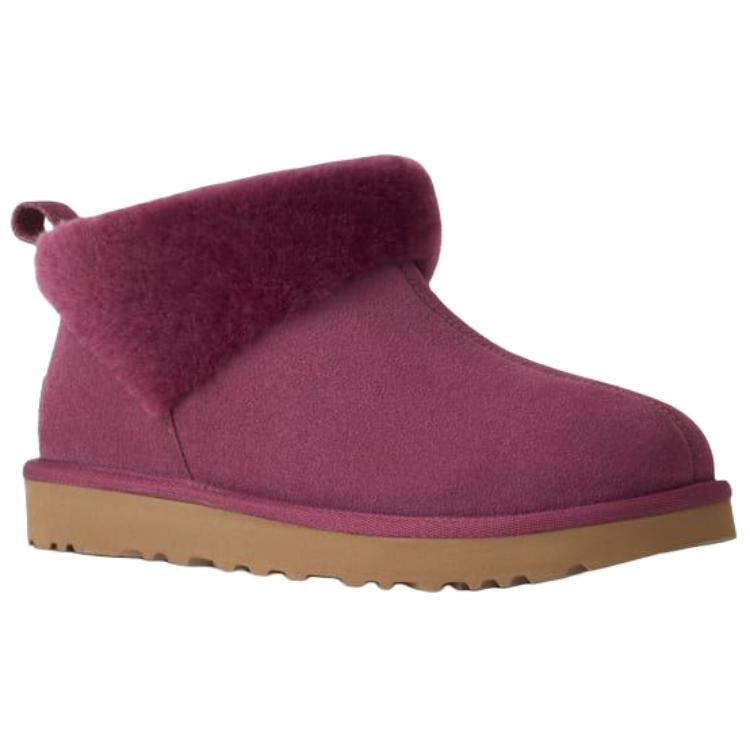 UGG Классические Ультра Мини Замшевые Теплые Универсальные Слипоны Снегоступы Женские ботинки Малиновые 1174518-BTMG