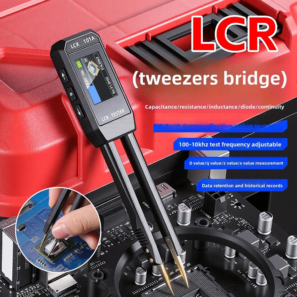 Digital LCR Bridge Tester Tweezers With 1.14-Inch Color Display Automatic Measurement For Resistance Capacitance Portable Type-C