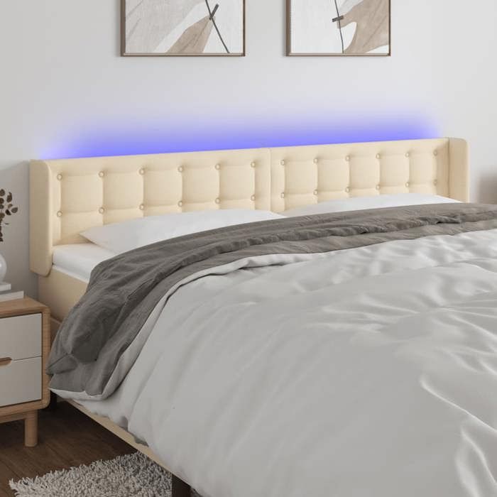 VidaXL LED Headboard Bedroom Furniture Double Bed Accessory Head of Bed Frame Interior Cream 3123697