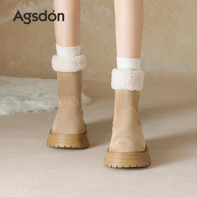 Женские зимние пушистые сноубутсы Augusden 2025 - На толстой подошве, до середины икры, флисовые ботильоны