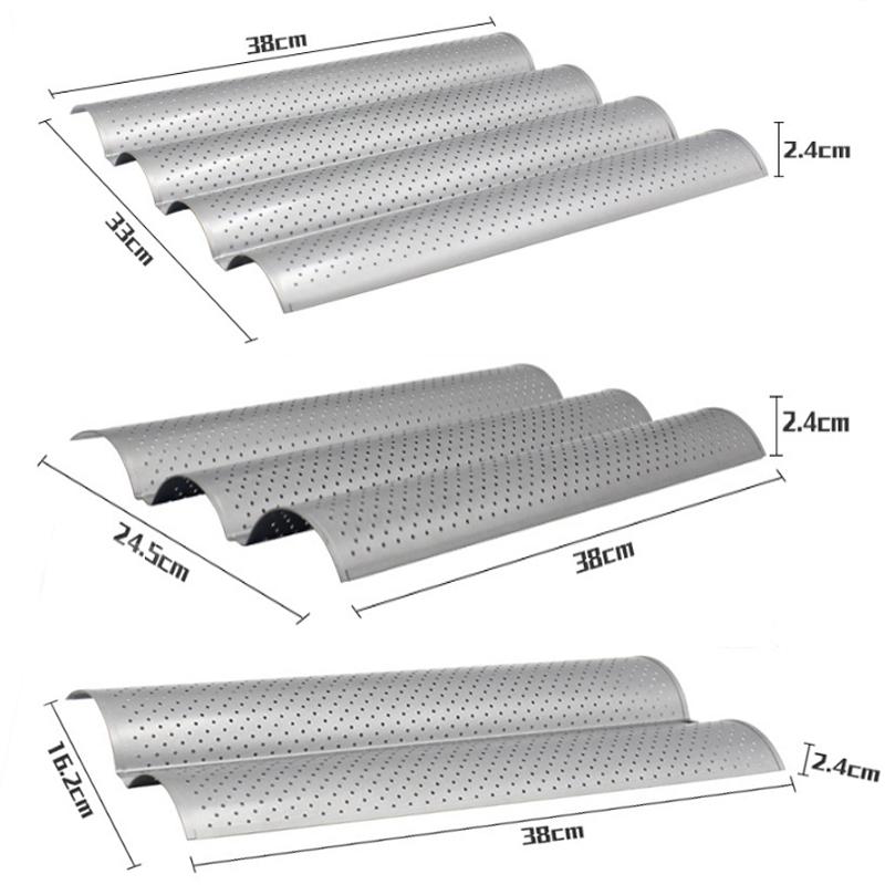 Форма для выпечки французского хлеба, волнистый противень для выпечки хлеба, практичные формы для багетов, 2/3/4 желобка, волнистые инструменты для выпечки хлеба