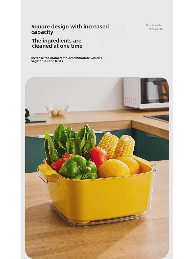 Двухслойная раковина для мытья овощей и сливная корзина - Пластиковая тарелка для фруктов и фильтр для мойки для кухни