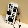 Чехол для телефона с изображением черного кота из мультфильма для iPhone 15, чехол для iPhone 13, 11, 12, 14, 16, Pro Max, XR, XS, 7, 8, Plus, SE, мягкий силиконовый чехол из пшеничной соломы