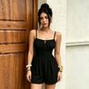 Женский комбинезон-майка с драпировкой и завязками, playsuit с шортами с высокой талией, летний наряд для пляжного отдыха