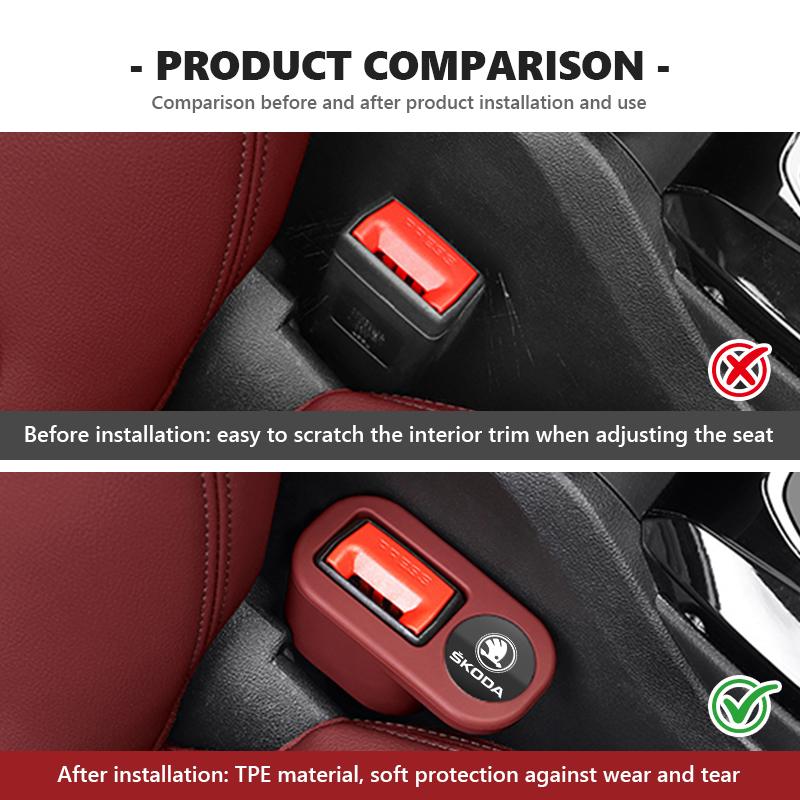 AAAAG1 Car Seat Belt Buckle Anchor Socket Anti-collision Protect Cover For Skoda Rapid Octavia Derivative Enyaq-iV VisionS Yeti Scala