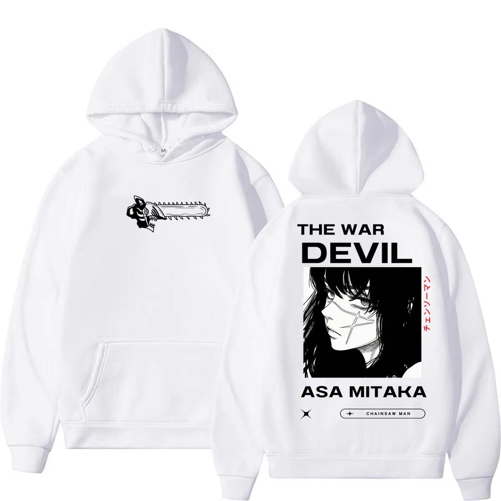 2026 Hot Sale Japan Anime Chainsaw Man The War Devil Hoodie Men Women Oversized Streetwear Hoodie Soft Cotton Sweatshirt Loose Cozy and Versatile