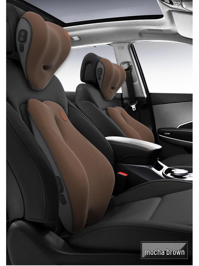 Электрический массажный валик из пены с эффектом памяти для поясничной поддержки в автомобиле и комплект подголовников