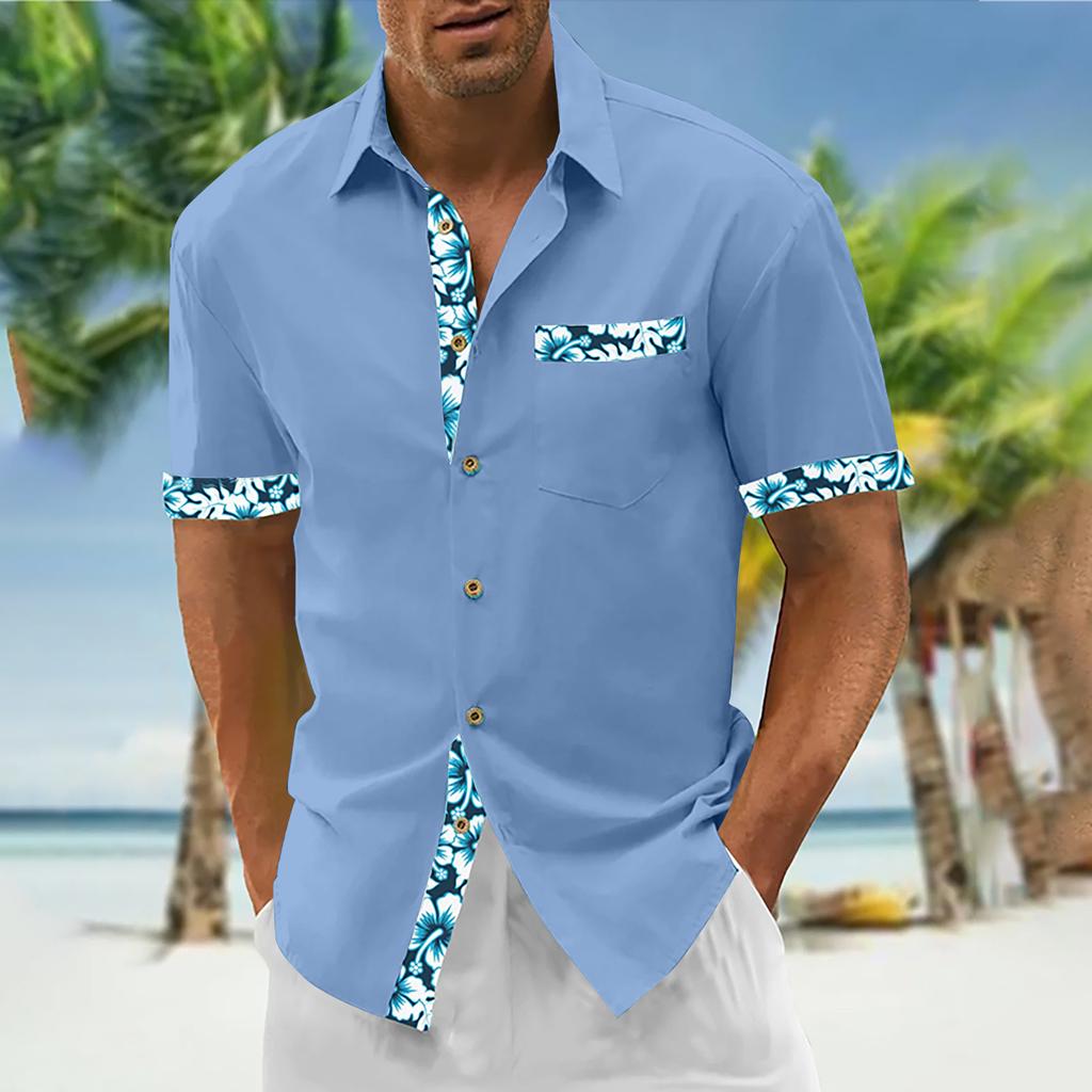 Гавайская рубашка для мужчин, мужские винтажные рубашки для боулинга на пуговицах, летняя пляжная рубашка с коротким рукавом