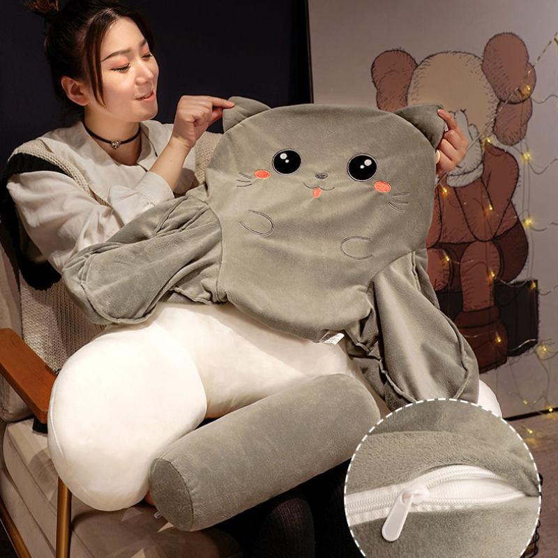 Cute Cartoon Car Headrest Back Cushion Soft Embroidered Plush Lumbar Support Back Pillow Car Seat Waist Protection Accessory Pad