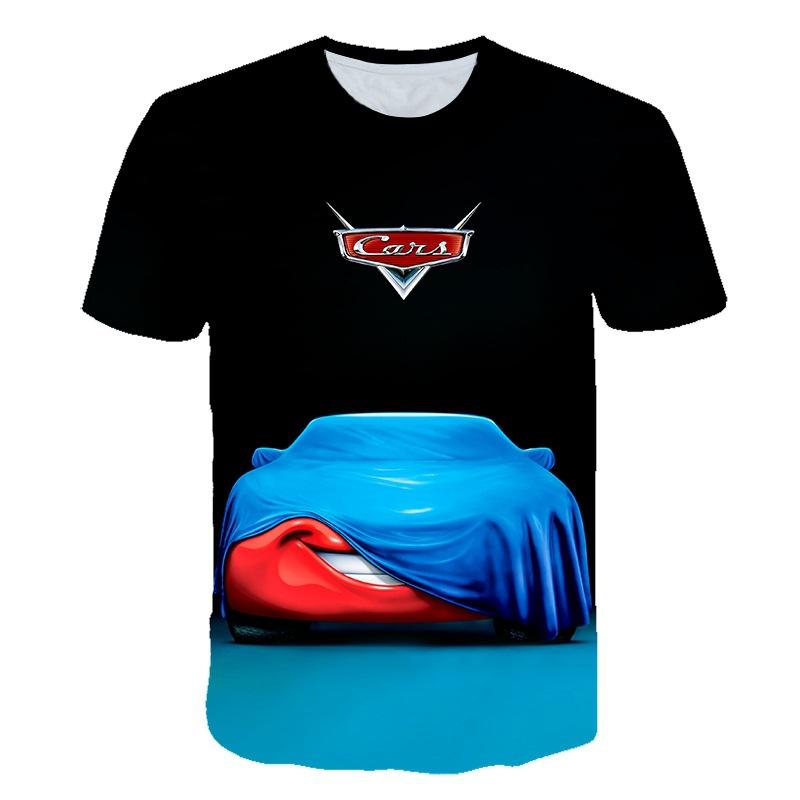2024 new sports, short sleeves, animation, racing story 3D digital printing children's T-shirt
