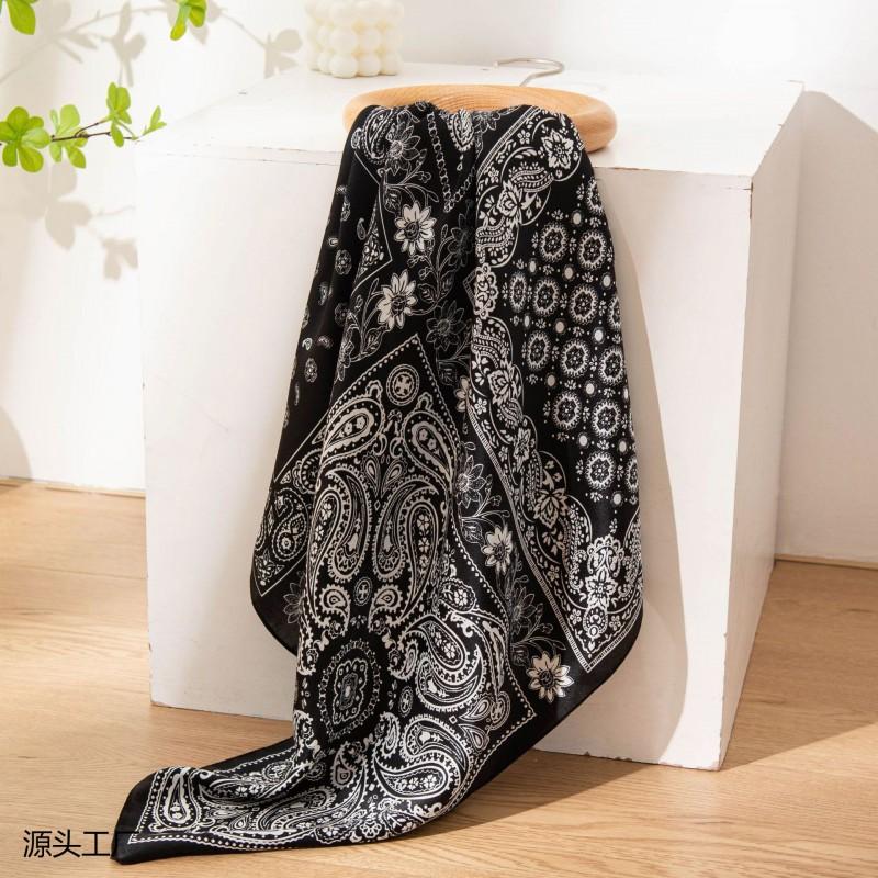 Womens Silk Scarf Square Neckerchief Fashion Commuter Double-sided Print Luxury Gift