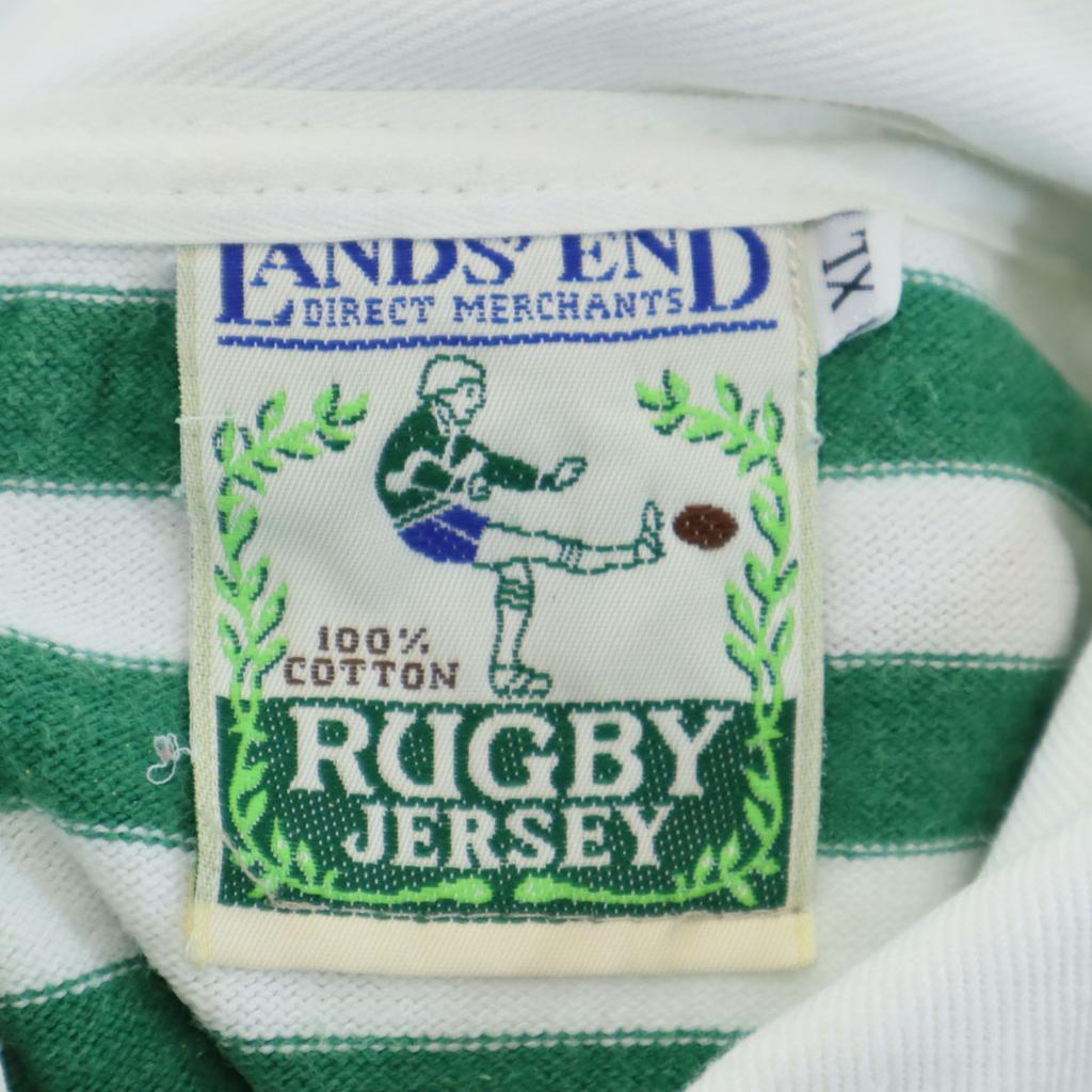 LANDS' END 80-е годы винтаж Узор в полоску Лонгслив Футболка Лагерь XL Мужская Б/У