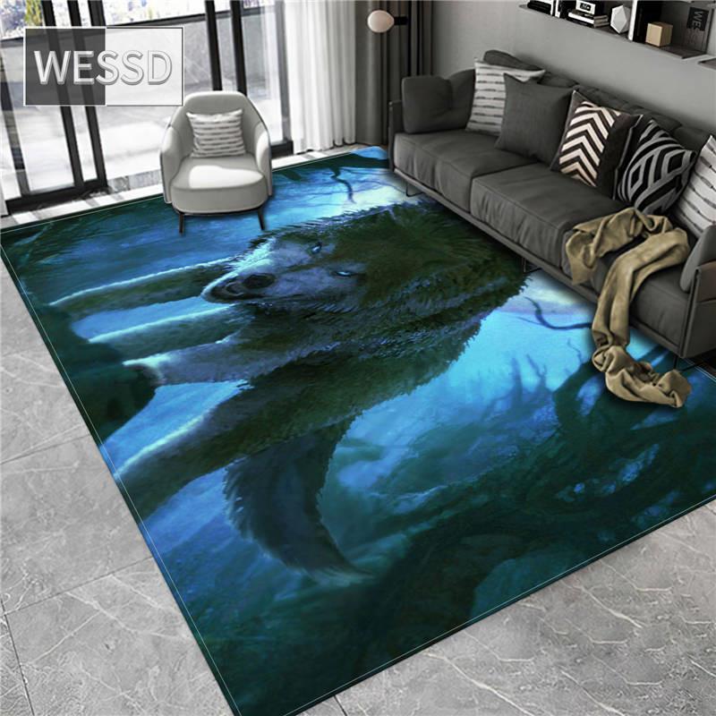 Ковер с волком, 3D напольный коврик с животными для ванной комнаты, большой фланелевой ковер, мебель для гостиной, спальни, ковер для гостиной, прикроватный коврик