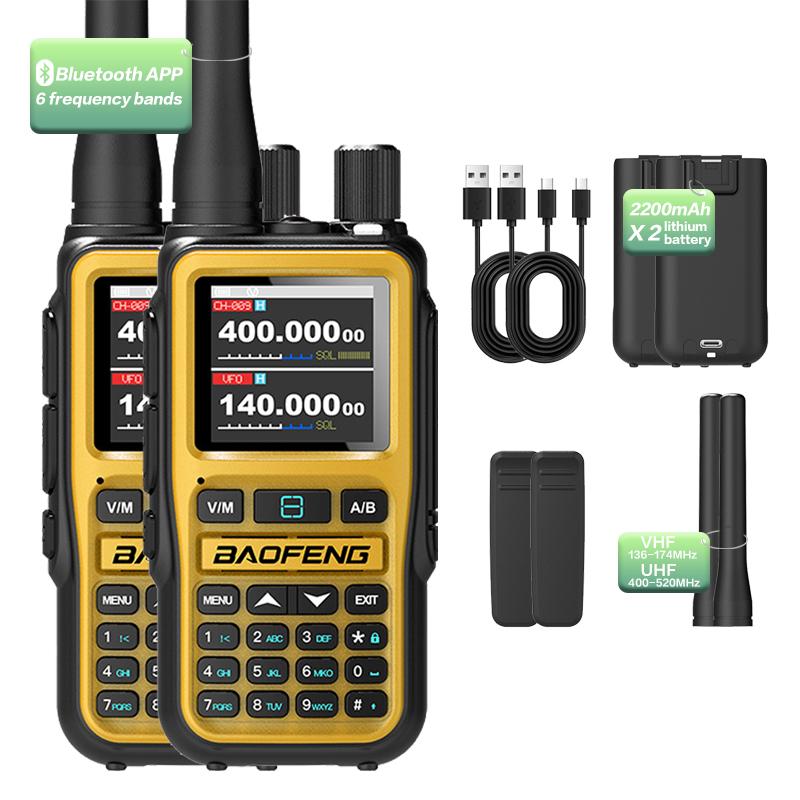 Двойной комплект мини-раций Baofeng UV-5R 5 Вт | Синхронизация каналов по Bluetooth + Отчеты о штормах NOAA | Перезаряжаемые Type-C для чрезвычайных ситуаций