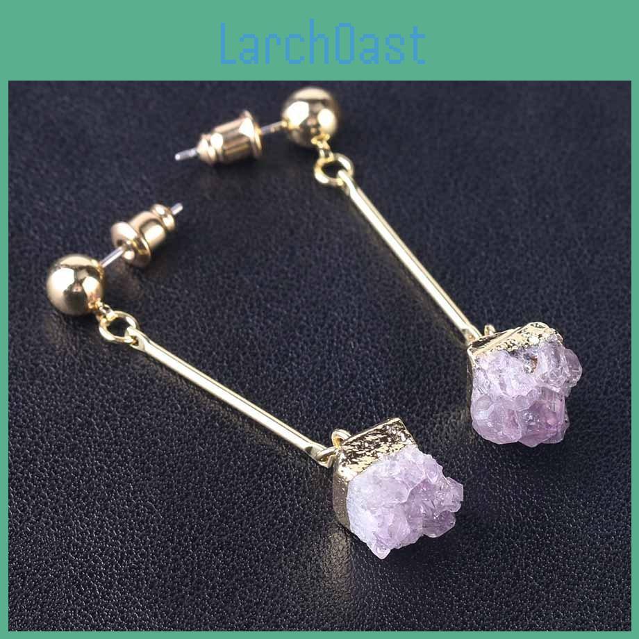 Crystal Bud Irregular Natural Fashion Aura Amethyst Jewelry Pendant Earrings Gold Jewelry Womens Long Earrings