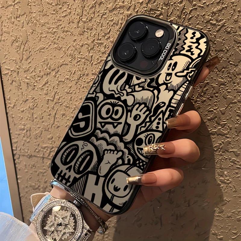 Защитная крышка с узором 'Монстр Череп' в стиле граффити для серии iPhone 17 16 15 14 13 12 11 16E Pro Max Plus