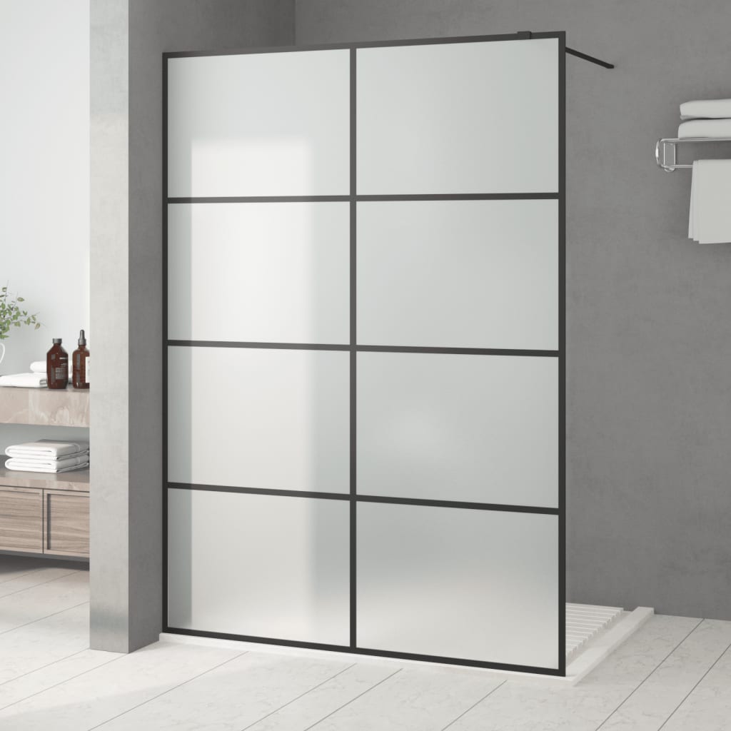 Walk in Shower Screen for Walk in Shower Black 140 x 195 cm Matte ESG Glass
