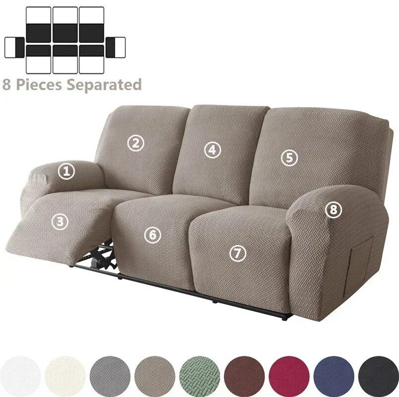1/2/3 Seater Jacquard Recliner Sofa Cover Stretch Solid Color Armchair Covers Living Room Lazy Boy Couch Slipcovers Funda Sofa