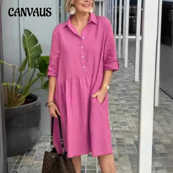 Women's Dress Plus Size Solid Colour Lapel Casual Dresses