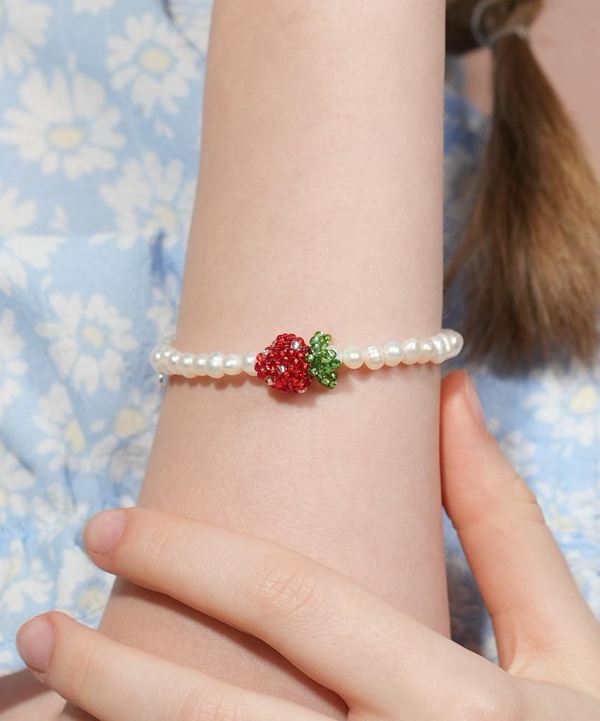 Браслет Bonbeau Juicy Fresh с жемчугом, цветными бусинами и подвеской-фруктом, браслет из пресноводного жемчуга