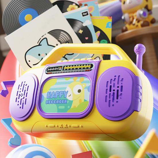 Детская многофункциональная радиоигрушка с музыкой, светом, записью, 6 английских песен, для малышей, мальчиков, девочек, мультяшное радио в виде жирафа и динозавра, развивающая игрушка