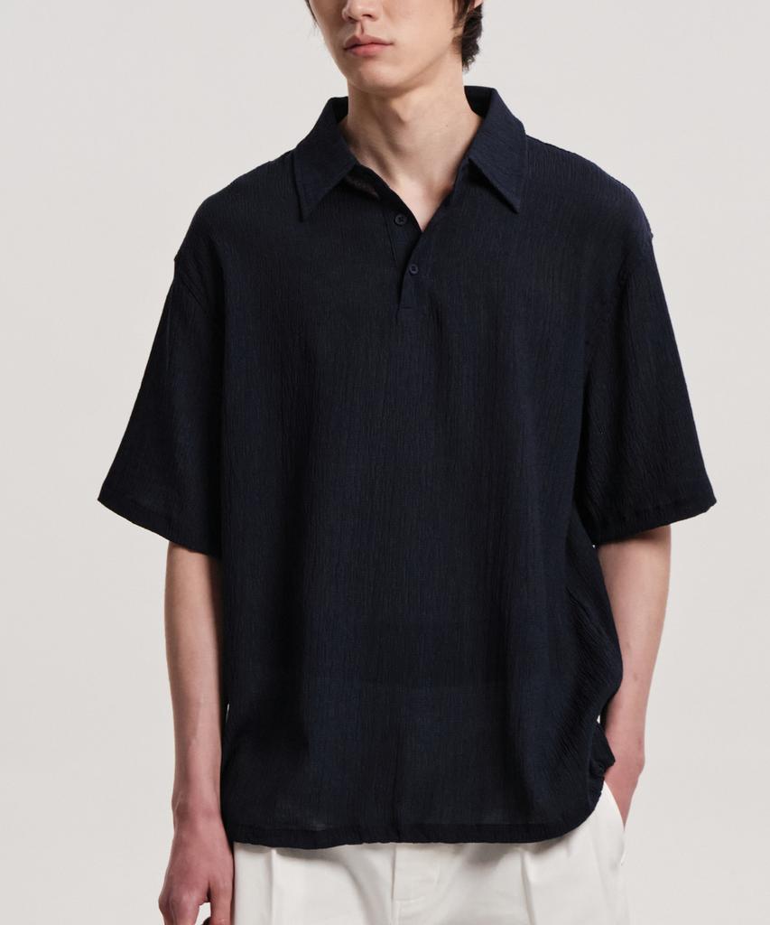 CONNECT KINLOCH Рубашка-поло из сирсакера Wish & Wear (военно-морской флот)