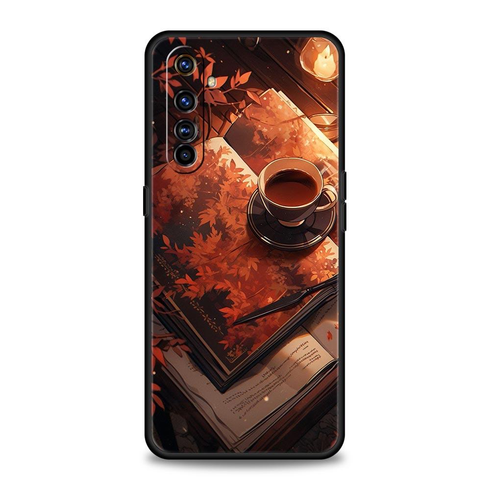 Кофейный чехол с тыквой и осенними листьями для Realme C67 C63 C55 C53 C35 C25 C21 GT 2 3 5 6 10 11 12 13 Pro Plus 5G Мягкий чехол из ТПУ для телефона