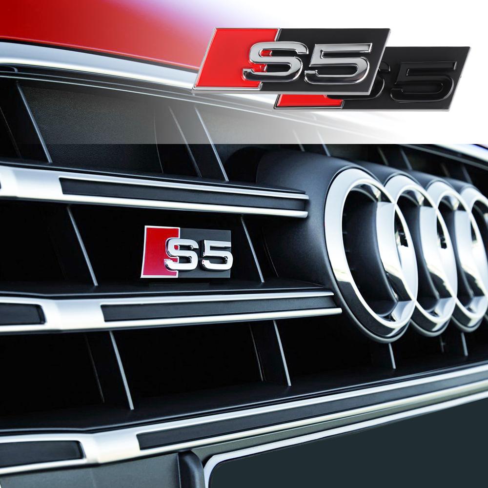 For Audi 3D ABS S3 S4 S5 S6 S7 S8 RS3 RS4 RS5 RS6 RS7 RS8 Logo Car Front Grille Emblem Decorative Accessories AutoBadge Styling